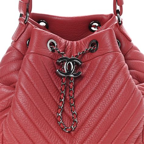 chanel drawstring deerskin|CHANEL Deerskin Chevron Small CC Chain Bucket Drawstring .